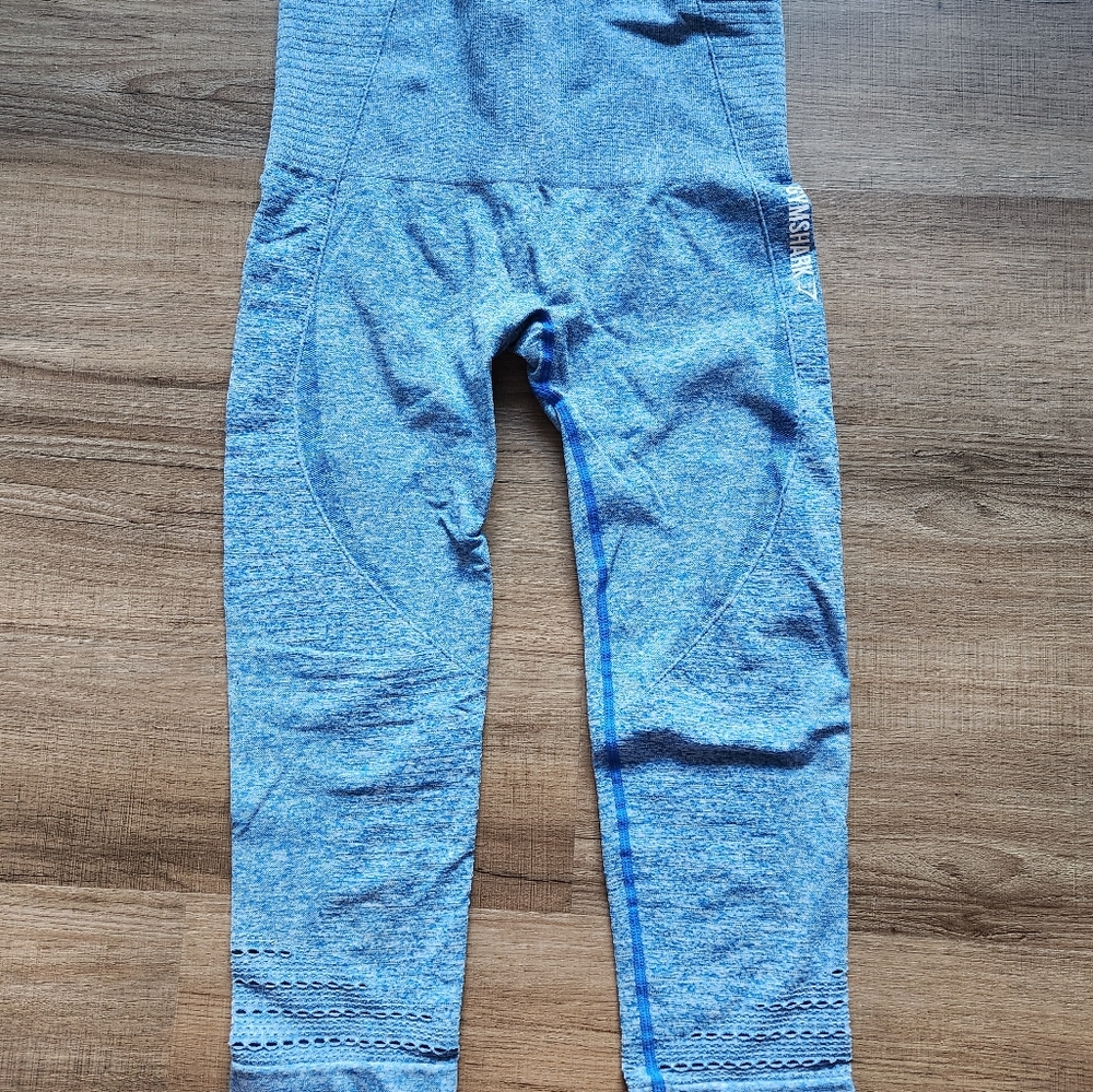 Gymshark High Waisted Seamless Cropped Legging - Blueberry Marl -S